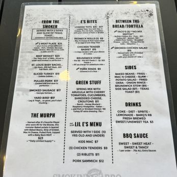 Smokin E’s BBQ menu 2