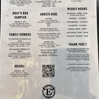 Smokin E’s BBQ menu 4